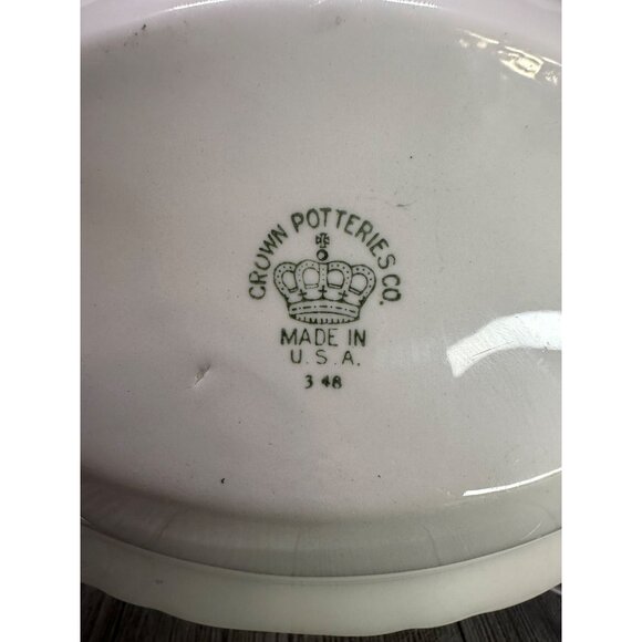 Vintage Crown Potteries Co Vegetable Serving Bowl Oval Gold Rim 9.5'' - Set of 2 - Picture 6 of 13